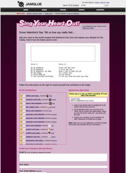 The vday_hater page, February 2007